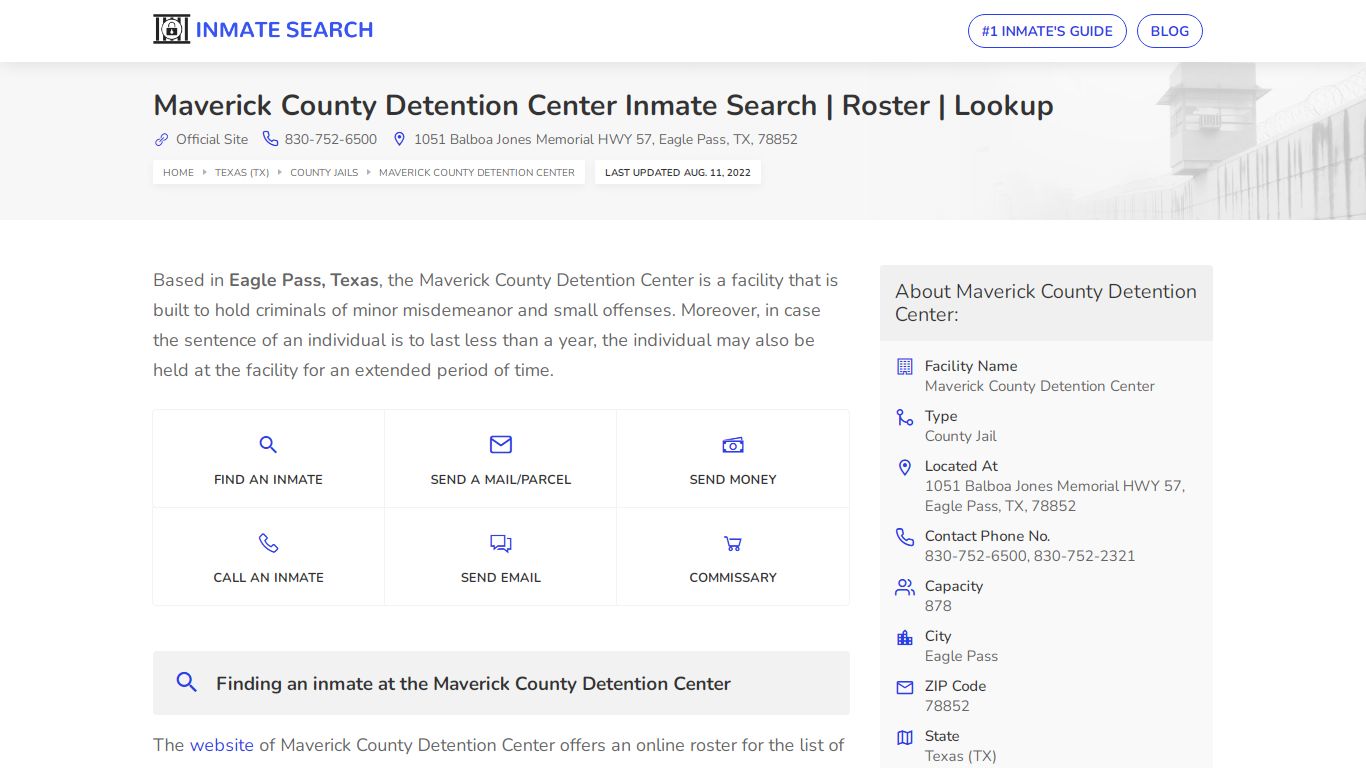 Maverick County Detention Center Inmate Search | Roster ...